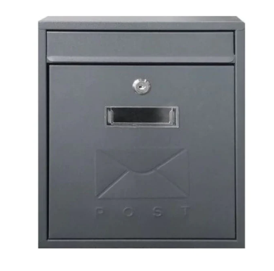 Manor Grey Steel Post Box - 643138