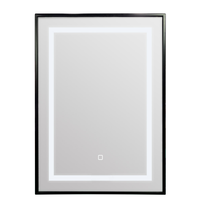 Palermo Black Rect LED Mirror 70x50cm - 35180