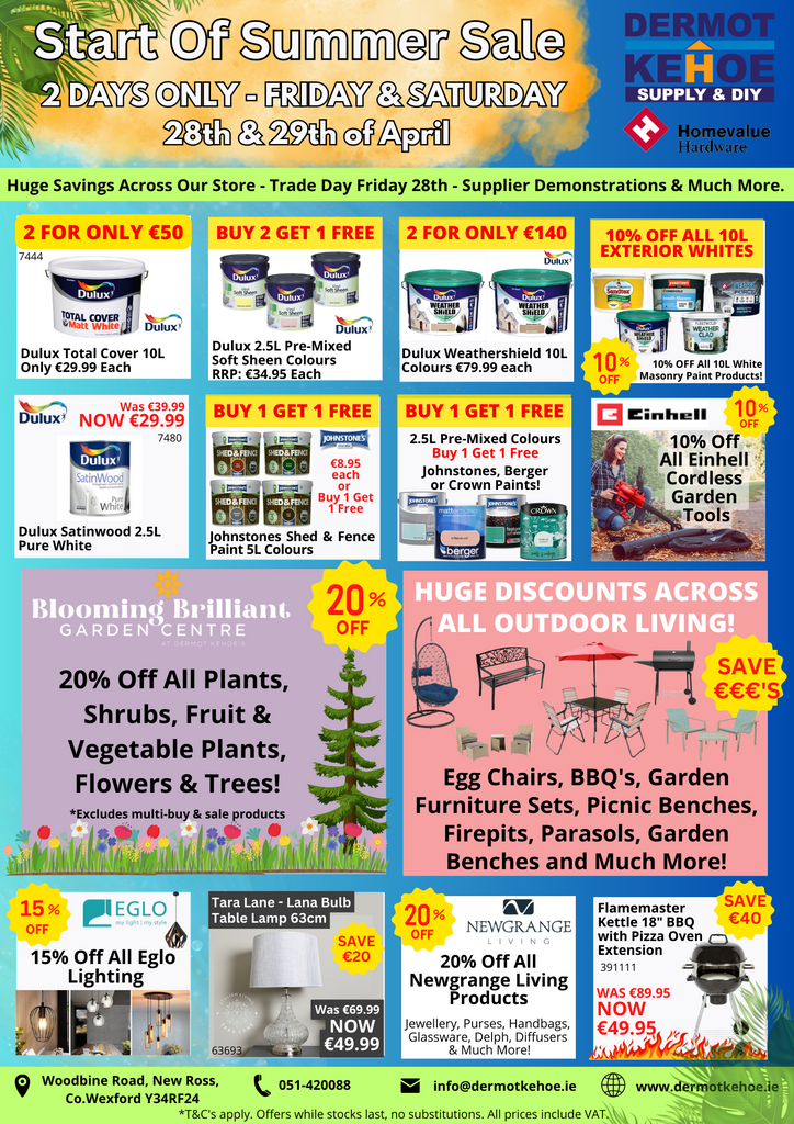 start of summer sale - april may dermot kehoes