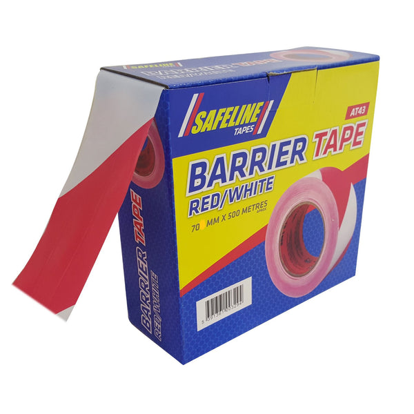 500 METRES LONG RED /WHITE WARNING TAPE - 670101