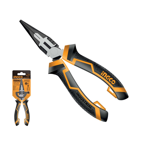 INGCO 160MM LONG NOSE PLIER CVR TPR HANDLE - 572107