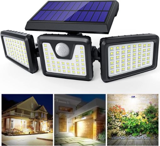 Kingavon 3 Head Solar-Powered Security Light With Motion Sensor - 622024
