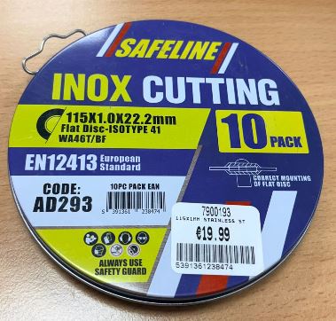 115X1MM STAINLESS STEEL CUTTING DISC 10PK - 7900193