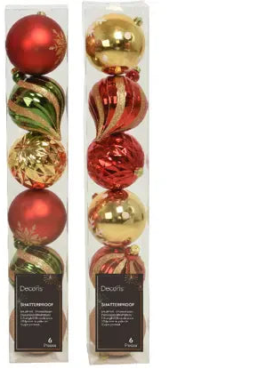 15cm Assorted Polystyrene Baubles (Box of 6) - 6615708