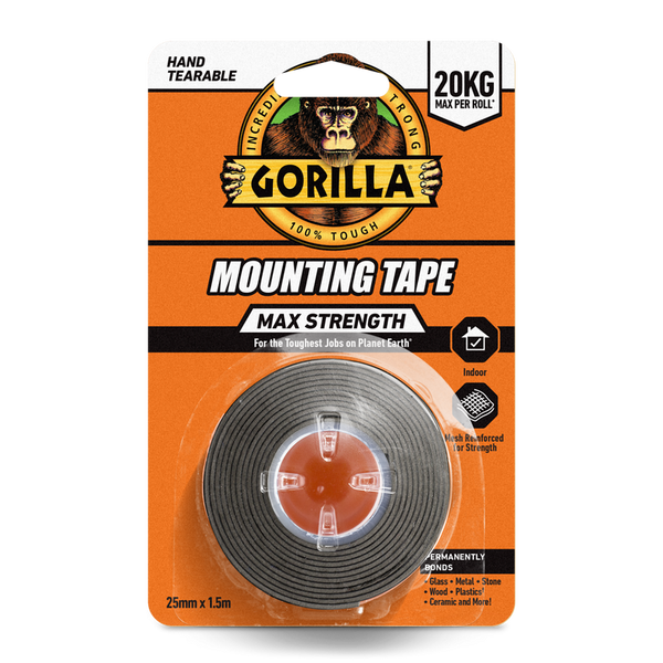 GORILLA MAX STRENGTH INDOOR MOUTING TAPE BLACK 1.5M - 8000801