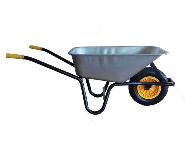 90L Galvanised Builders Wheelbarrow Assembled - 65WHEELG