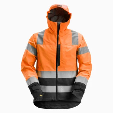 Snickers High-Vis Waterproof Shell Jacket Class 3 Hi-Viz Orange/Black
