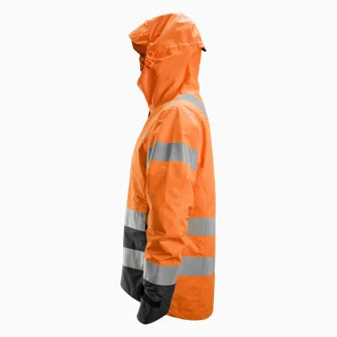 Snickers High-Vis Waterproof Shell Jacket Class 3 Hi-Viz Orange/Black