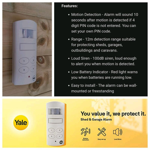 Yale Wireless Motion Detecting Shed & Garage Alarm - 826112