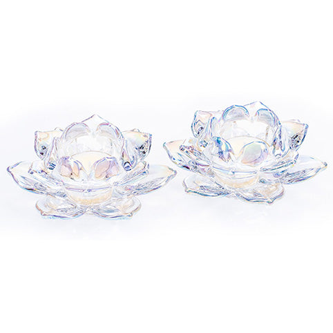 Newgrange Living - Unicorn Lustre Lotus Tea Light Holder Pair - 6477952