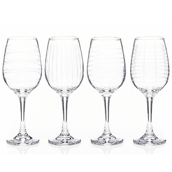 Newgrange Living - Clear Cut Wine Glasses Set of 4  - 6463004