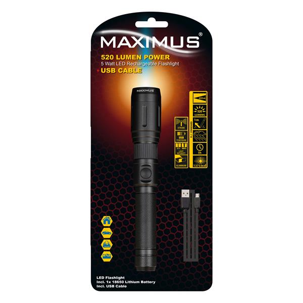 MAXIMUS 5W LED FLASHLIGHT W/USB - 576714