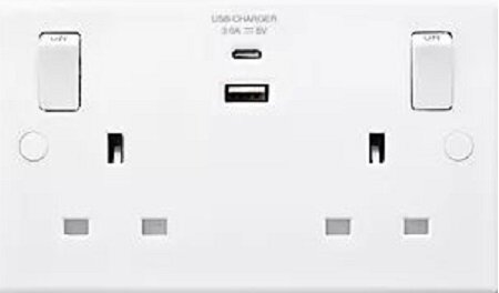 POWERMASTER 2 GANG SWITCHED SOCKET WITH 2 USB PORTS - 626448