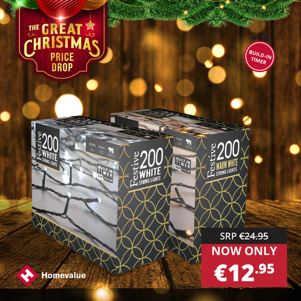 Festive 200 Warm White LED String Lights - 6623842