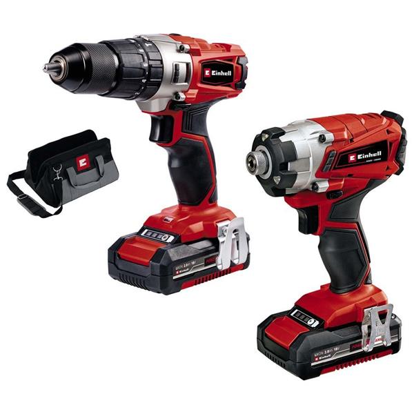 EINHELL 18V CORDLESS COMBI DRILL + IMPACT DRIVER KIT  + 2X2AH - 572333