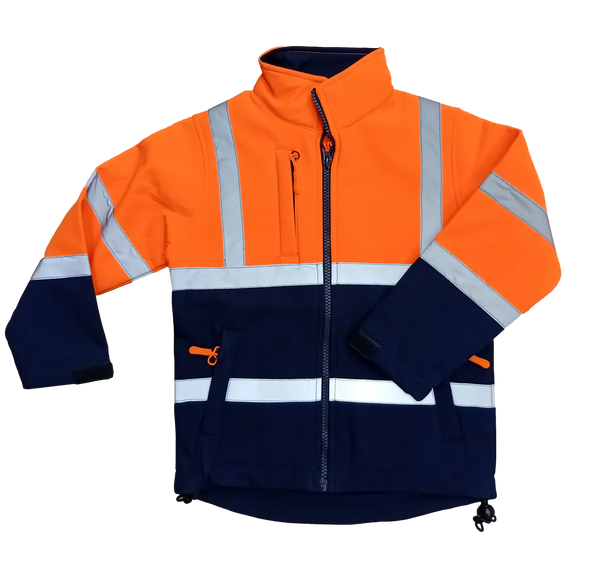 Kids Hi Vis Softshell Orange/Navy