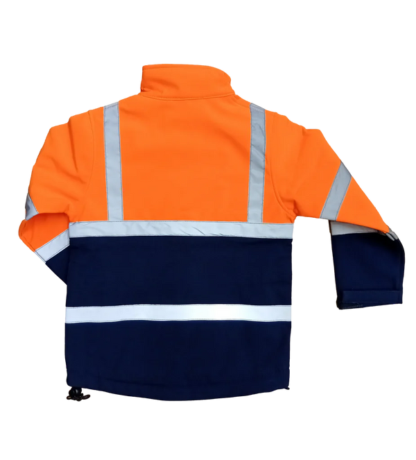 Kids Hi Vis Softshell Orange/Navy
