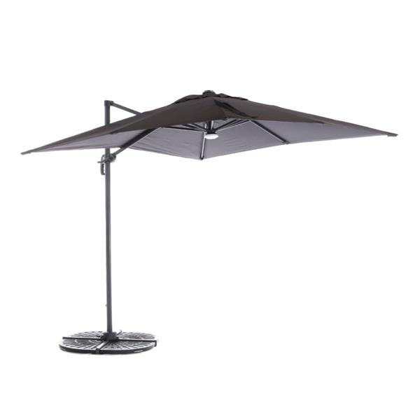 The Garden Collection Parasol Aluminium Grey 360 Swivel W/LED Light - 3913111