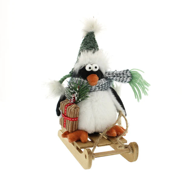 SITTING ON SLEIGH PENGUIN 26CM PLUSH - 664917