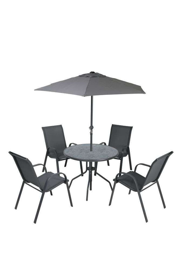 Amora 4 Seater Dining Set with Parasol - 3900477