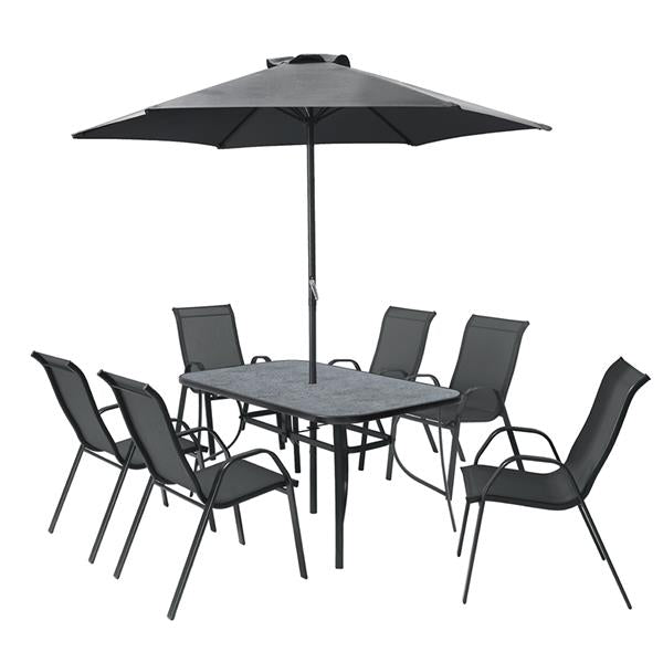 Amora 6 Seater Dining Set with Parasol - 3900478