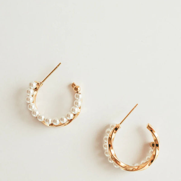 Santon Collection Pearl & Gold-Plated Double Hoop Earrings - 723050