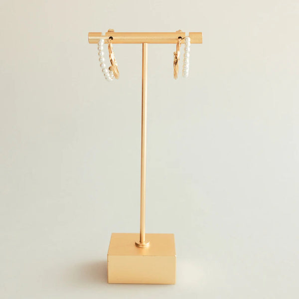 Santon Collection Pearl & Gold-Plated Double Hoop Earrings - 723050