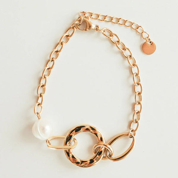 Santon Collection Gold-Plated Link Bracelet with Pearl Accent - 723051
