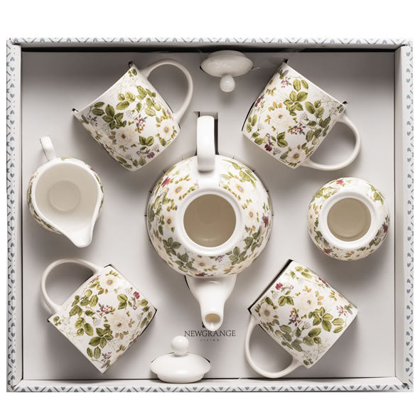 Newgrange Living Cream Floral Rose Tea Set 7 piece - 646711