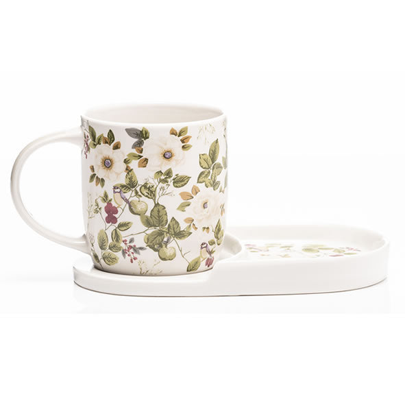 Newgrange Living Cream Floral Rose Mug & Snack Tray - 646710