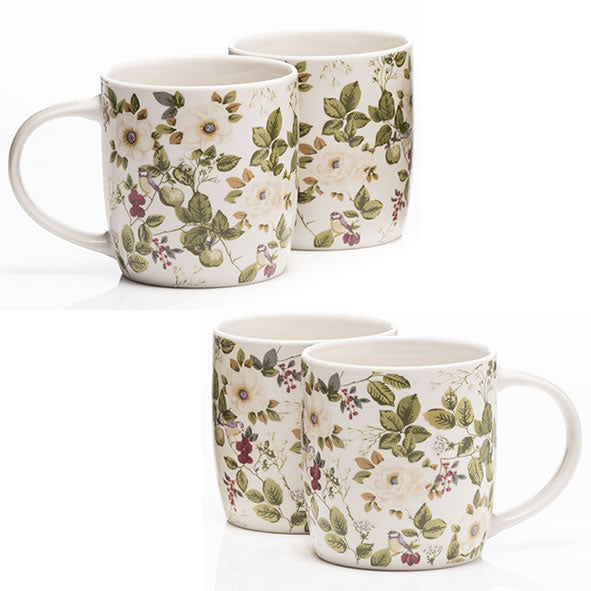 Newgrange Living Cream Floral Rose Mugs Set 4 - 64671