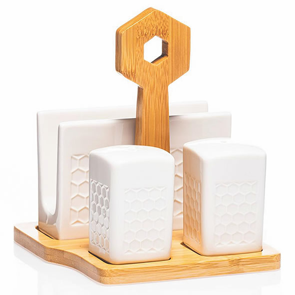 Newgrange Living White Ceramic Napkin Set 3 Piece - 648021