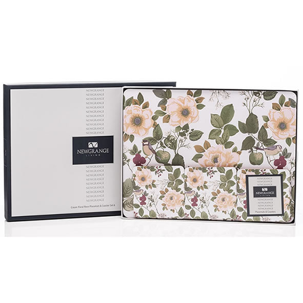 Newgrange Living Floral White Rose Placemat & Coaster Set 6 - 646300