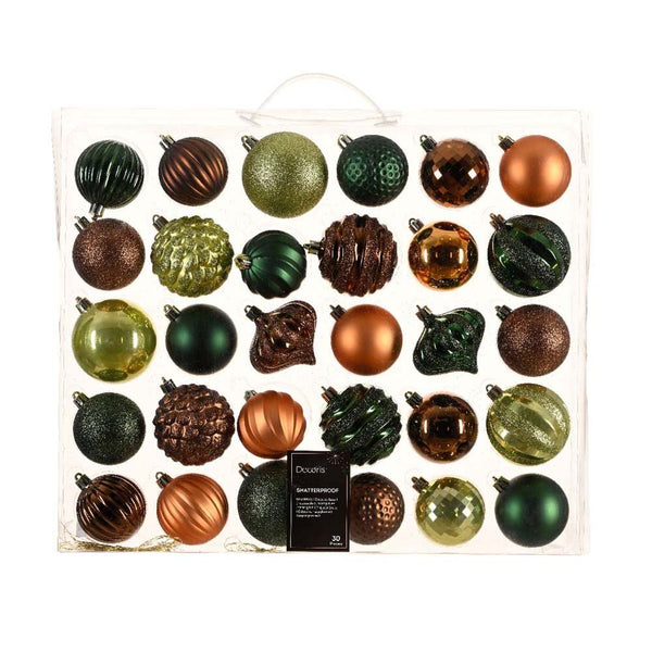 30pk Green & Copper Mix Baubles - 6615713