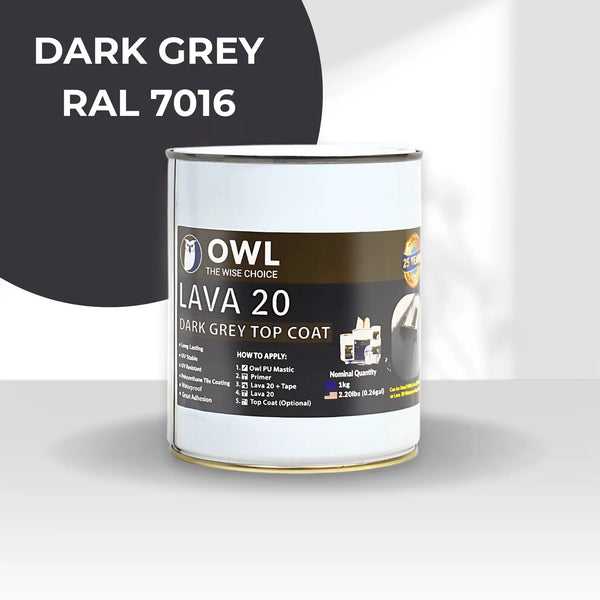 Owl Waterproofing - LAVA 20 1KG DARK GREY TOPCOAT - 781336
