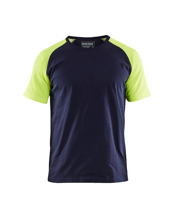 BLAKLADER NAVY/HI-VIS YELLOW T-SHIRT 3515