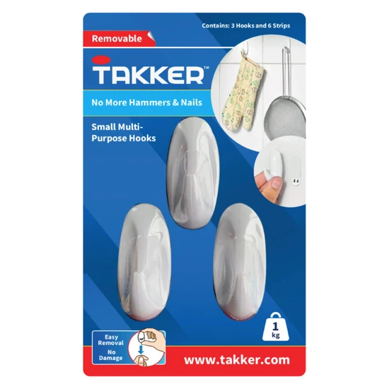 TAKKER SMALL 3PK MULTI-PURPOSE HOOKS - 661811