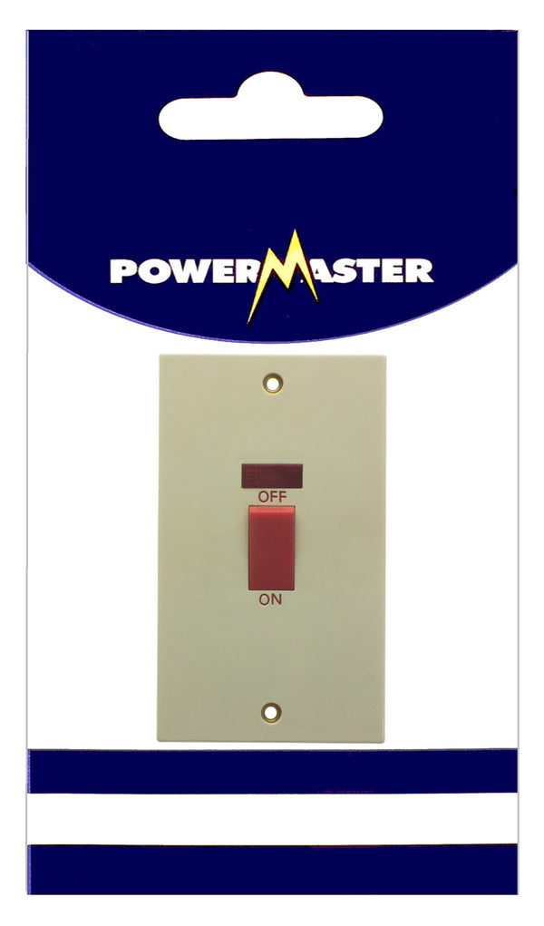 POWERMASTER 2 GANG 45AMP COOKER SWITCH WITH NEON - 626451