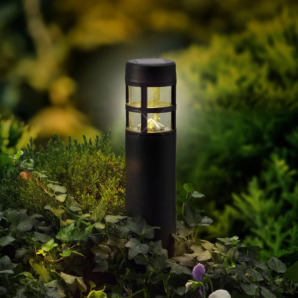 Lumineo Black Bollard Solar Stake Lights Set of 4 - 39741