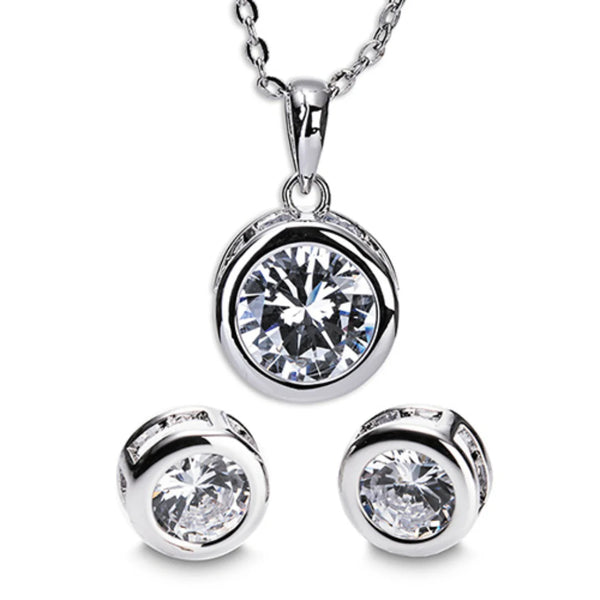 Newgrange Living Large White Stone Necklace & Earrings Set Silver - 72750