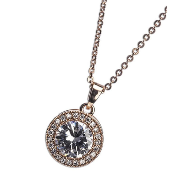 Newgrange Living Rose Gold White Stone & Diamante Pendant Necklace - 72818