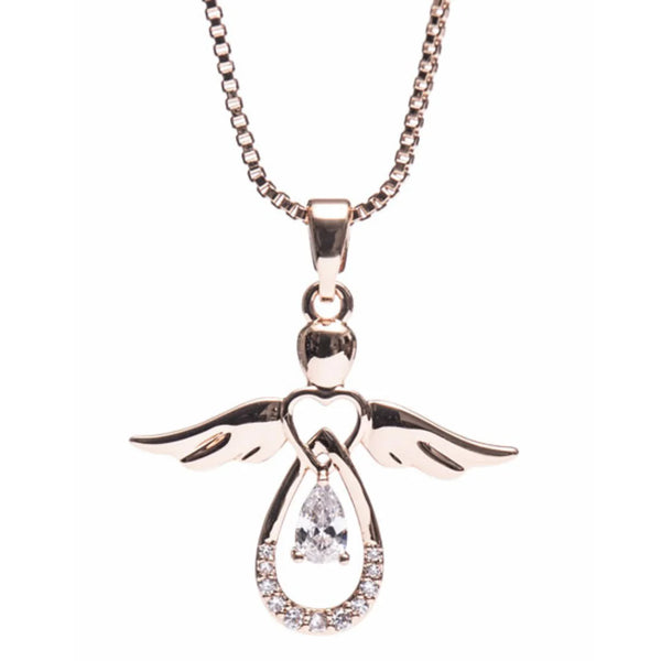 Newgrange Living Rose Gold Guardian Angel Pendant Necklace - 72817
