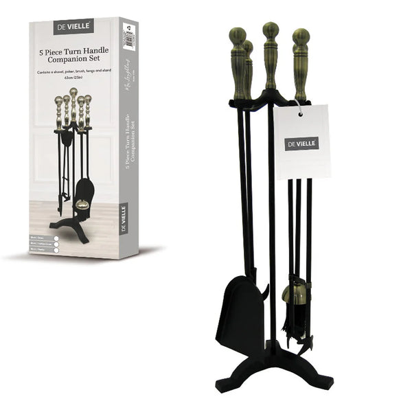 De Vielle 5 Piece Companion Set Turn Handle Black/Pewter - 420758