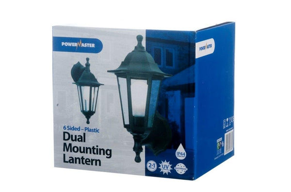 POWERMASTER 6 SIDED BLACK PLASTIC WALL LANTERN - 63011