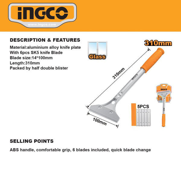 INGCO 300MM METAL SCRAPER WITH 6 BLADES - 5799532
