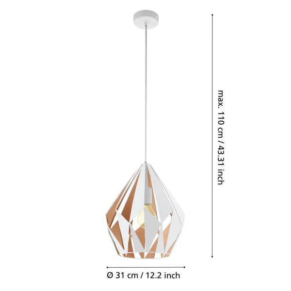 Eglo CARLTON 1 pendant light white - 635080