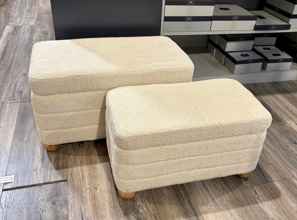 The Grange Collection Set of 2 Rectangle Pouffes Cream - 64253