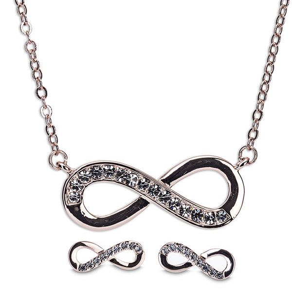Newgrange Living Rose Gold Infinity Necklace & Earring Set - 72800