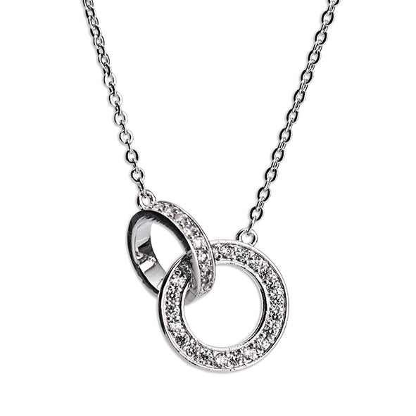 Newgrange Living Silver Interlocking Diamante Necklace - 72778