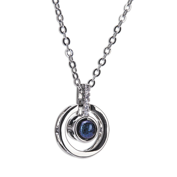 Newgrange Living Silver Diamante Blue Stone Necklace - 72764